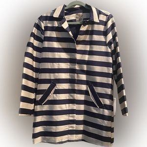 Anthropologie Tulle Striped Jacket Navy White M